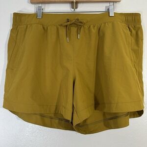 CALIA Women's XXL Journey Relaxed Fit Woven 5" Mid Rise Short Brown EUC